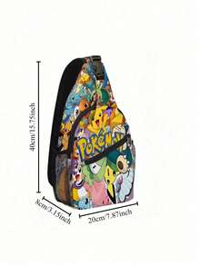 Bolso cruzado, de cintura o de pecho con impresión 3D de Pikachu Pokémon para estudiantes de primaria y secundaria