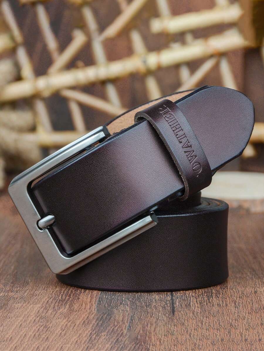 1pc COWATHER Vintage Men's Belt, Minimalist Pin Buckle Leather Belt XF002 - Multicolor - View 1