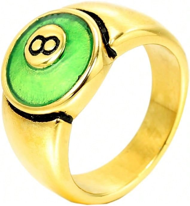 Men's Stainless Steel Billiard 8 Ball Signet Lucky Gothic Biker Ring,11765028