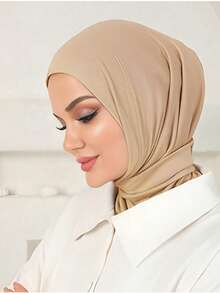 女士中东风情按扣头巾 - 易于调节，适合日常休闲佩戴 - 卡其色 - 查看 2