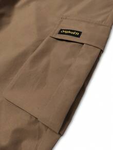 1条装青少年男童多口袋休闲时尚直筒实用美式工装裤 - 卡其色 - 查看 6