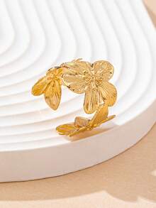 1pc Fashionable Vintage Floral Patchwork Open Ring, Suitable For Women's Daily Wear