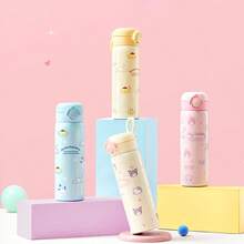 Miniso 1 buah Botol Minum Vakum Berinsulasi Tutup Flip Ajaib Stainless Steel 316, Kapasitas Besar 500ml/16.91oz, Desain Tutup Flip, Isolasi Tahan Lama, Cocok untuk Penggunaan Sehari-hari - Kuning - View 3