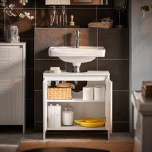 SoBuy Under Sink Cabinet Bathroom Vanity Unit Bathroom Storage Cabinet With 2 Doors White W60 X D30 X H61cm BZR157-W Home Bathroom Decor Bathroom Organizer Summer - White - View 4