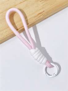 1pc/3pcs/5pcs/10pcs Colorful Handmade Braided Rope Keychain, Backpack Charm, Anti-Loss Key Ring Phone Accessory Polyester Short Rope Pendant Phone Case Key Chain - Colorblock Weaving - View 24