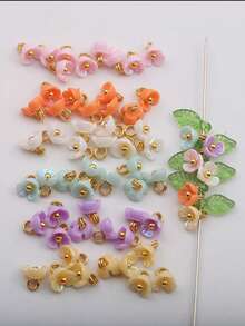 随机颜色 15 件 6 毫米树脂手链耳环制作 DIY 配件 - 15pcs 樹脂三瓣花 - 查看 4