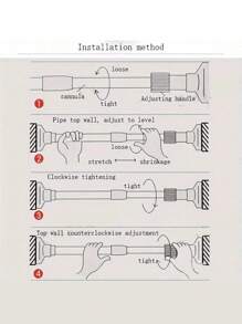 1pc 14.56-20.47in Adjustable Telescopic Curtain Rod, Spray Painted Black, Closet Hanging Rail, Dorm Wardrobe Rod, No Drill Shower Curtain Rod, Adjustable Drying Rack, Horizontal Bar Shelf, Door Curtain Rod, Balcony Curtain Rod Bathroom Decor