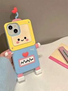 Cute Phone Case 3d Adorable Robot Design Phone Case Compatible With Apple 14 Pro Max, 15 Silicone, 11 Creative, 12 Sense Of Superiority, 13 Waterproof Shockproof Anti-Fall Scratch Resistant - Multicolor - View 5