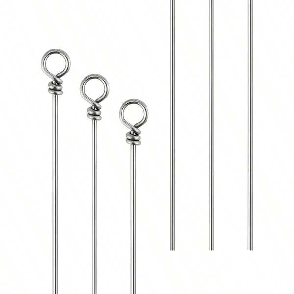 100 Pack Fishing Looped Spinner Shaft Stainless Steel Wire Spinner Baits Fishing Lure Making Supplies Lure Making Kit Rigs Freshwater Saltwater Bass Trout Walleye Salmon Catfish