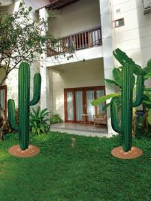 2 Pieces Of Room Decor/Garden Decoration, Mexico Large Outdoor Cactus-Shaped Courtyard Standing Signs, Easily Create A Desert-Style Landscape, Waterproof And Durable, Stand Stably On The Lawn. - Multicolor - View 4