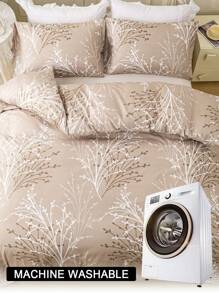 3pcs Piece Leaf Flower Pattern Duvet Cover Is Made Of Ultra Soft And Breathable High-Quality Ultra-Fine Fiber Fabric, Suitable For All Seasons, Machine Washable, Not Easy To Fade, Not Pilling, Anti Shrink, Wrinkle Resistant