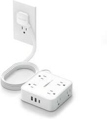 Regleta Multicontacto Extensión Eléctrica 1.5M con Sobretensión 8CA 3USB 1USB-C Oficina Dormitorio Gris - Puro Blanco - Ver 10
