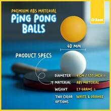 Pong Balls White 15 Or 50 Pack, Professional ABS Table Tennis Ball 1 40mm Official Size + Weight, Training & Practice - Durable High Performance