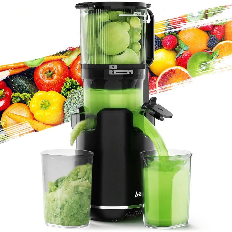 ✨Cold Press Juicer | 5.3" XL Chute Whole Fruits No-Cut | Self-Feeding Tech | 1.7L Large Capacity | High Juice Yield & Easy Clean | Black Luxury For Healthy Morning Drinks​​ - US A Type Plug(110-127V) - View 1