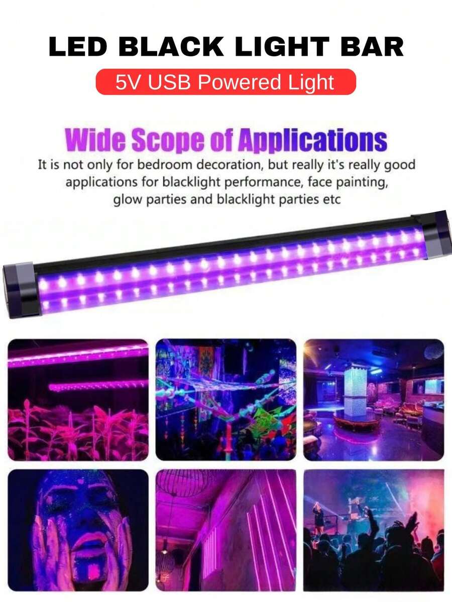 aiinnew 2pcs Fluorescent Party UV Light 1Ft/30cm LED Black Light Bar 10W USB Poweredluz Ultravioleta, Magnetic Clipping Screwing Multiple Convenient Install UV Reactive Wall Sconce Schwarzlicht Lampe For Tapestry Poster Body Paint Glow Party Schwarzlicht Party UV Strip Lights For Cabinet And Display For Halloween Decor, Stage Lighting, Glow In The Dark Effect, Lights For Decoration For Festival Celebration In New Year Valentine's Day Thanksgiving Day Party Daily House Lighting Wedding School Party Office Home Camping Birthday Garden Bachelorette Party Moving Season - 紫光 - 查看 1