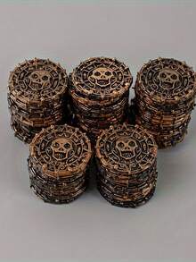 100 moedas douradas de pirata antigas de plástico - ideais para Halloween, aniversários e festas temáticas - plástico durável, não requer eletricidade, lembrancinhas de festa perfeitas, decorações piratas - Multicolorido - Ver 7