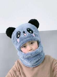 1pc Kids Earflap Hat, Autumn/Winter Warm Windproof Cute Ear Design Beanie Scarf Set For Boys & Girls - Multicolor - View 16