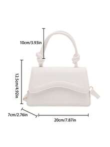New Fashion Women's White Solid Color Pu Leather Square Handbag, Simple And Stylish Design, Suitable For Outdoor, Shoulder Bag With Removable And Adjustable Shoulder Strap - White - View 11