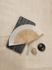 1 件可折叠扇子手持扇带流苏适用于户外旅行舞蹈表演旗袍着装配饰拍照道具