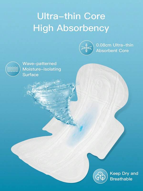 XIAONI Serviettes hygiéniques ultra fines et douces pour les règles, protège-slips pour femmes avec ailes, absorption maximale, zone avant et arrière plus large, entièrement étanche, serviettes hygiéniques confortables pour les menstruations, 5 tailles disponibles