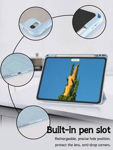 1个亚克力Y型折叠平板保护套，浅蓝色，可定制文字，兼容iPad Mini 6/Mini 7/9.7/10.2/10.5/Air 4/Air 5/第十代/10.9/Pro 11英寸/Air 11英寸 (M2) 2024/Pro 11英寸 (M4) 2024/iPad Air 11英寸 (M3) 2025/iPad (A16) 11英寸第十一代 2025，不含触控笔，部分型号带有镜头框，多折叠支架，内置触控笔插槽，高透明度亚克力外壳，磁吸式自动休眠/唤醒，智能省电，简约/休闲/个性化设计