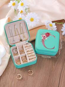 1 件花卉首字母首饰盒、A-Z PU 皮革白色便携式旅行首饰盒、蓝色首饰收纳盒、黑色迷你便携式拉链首饰盒、项链、戒指吊坠、手链、耳环收纳盒、首饰包装盒，适用于母亲的礼物、结婚礼物、伴娘礼物、周年纪念礼物、圣诞礼物和女朋友的精品礼物。 - 彩色 - 查看 32