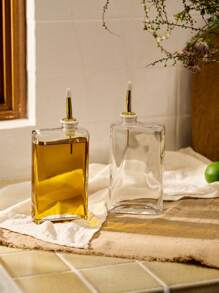 Cirelle 2 件玻璃瓶，带 2 件金色/银色倾倒嘴，36 件标签套装，橄榄油、咖啡糖浆分配器，厨房玻璃瓶分配器，橄榄油瓶、醋、厨房用品，350 毫升/11.8 盎司，金色和银色。适用于烹饪、橄榄油、酱汁、咖啡糖浆 - 厨房必备品 - 白色 - 查看 1