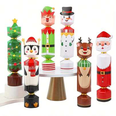 6/12/24PCS Christmas Gift Boxes, Cartoon Santa Claus, Christmas Tree And Snowman Cracker Candy Chocolate, Cookie Paper Boxes, Christmas Decor And New Year Party Gift Boxes.