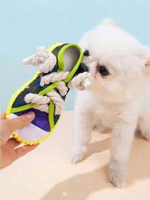 狗狗吱吱叫玩具，帆布鞋形状运动鞋狗狗咀嚼玩具，适合小型犬，耐用吱吱互动狗狗绳玩具，小狗牙齿清洁咀嚼宠物玩具 - 查看 6