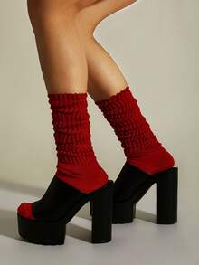 3 Pairs Women's Thick Wool Blend Crew Socks, Suitable For Snow Boots, Autumn/Winter