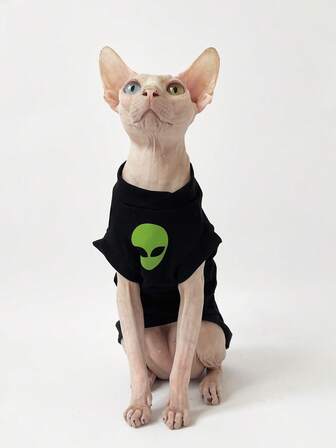 Sphinx Katze Frühlings-/Sommer-Mode atmungsaktives T-Shirt, geeignet für haarlose Sphynx Katzen