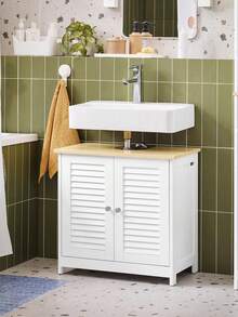 SoBuy Bathroom Base Cabinet FRG237-WN - 白色+卡其色 - 查看 1