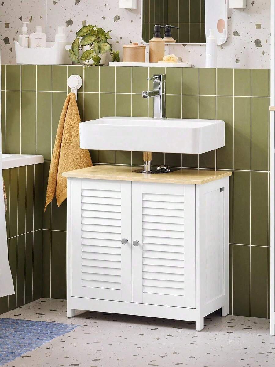 SoBuy Bathroom Base Cabinet FRG237-WN - 白色+卡其色 - 查看 1