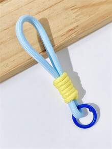 1pc/3pcs/5pcs/10pcs Colorful Handmade Braided Rope Keychain, Backpack Charm, Anti-Loss Key Ring Phone Accessory Polyester Short Rope Pendant Phone Case Key Chain - Colorblock Weaving - View 21