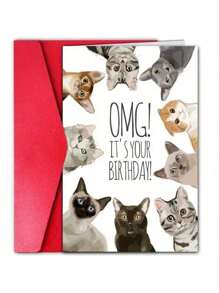 Charming Cat-Themed Birthday Card - Perfect Gift For Cat Lovers, Friends & Family, High-Quality Paper Greeting Card