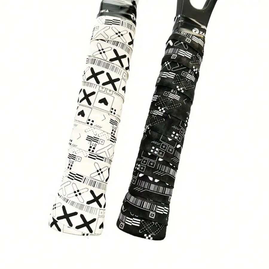 1 miếng băng dính chống trượt tự dính ZARSIA dành cho vợt cầu lông và vợt tennis, bao bọc cần câu chống sốc, bao da giả cho vợt tennis - Đen & Trắng - Nhiều màu - Xem 1