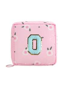 1pc Pink A-Z Embroidered Sanitary Pad Pouch - Large Capacity, Waterproof, Cartoon Pattern - Essential For Women's Periods! Waterproof Cosmetic Bag, Coin Purse - Multicolor - View 27