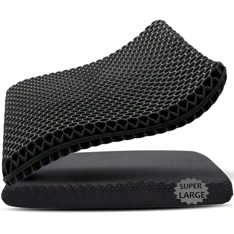 Gel Seat Cushion, Double Thick Egg Gel Cushion For Pressure Pain Relief, Breathable Wheelchair Cushion Chair Pads For Car Seat Office Chair (16x14x1.65inch)-973700 - 2-黑色超大1919165英寸 - 查看 1