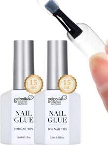 15ml Super Strong Nail Glue For Acrylic Nails,Nail Tips, Press On Nails,Fake Nails, Salon Quality Brush On Nail Glue Easy Application Durable & Long-Lasting False Nail Glue - Clear - View 11