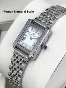Pablo Raez 1pc Original Charming Ladies Watch Stainless Steel Silver Jewelry Wristwatches Non Tarnish Color Vintage Top Level AAA High Quality Women Wristwatch Luxury Dress Clock Roman Numeral Elegant Brand New Hours Rectangle Gorgeous Design Quartz Watch Fashionable White Face Female Popular Square Wristwatch - White - View 15