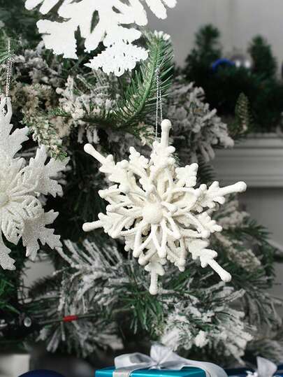 Handmade White Snowflake Decorations, Christmas Hanging Snowflakes With String, For Winter Christmas Tree Decor, Craft Snowflakes Home Decor Christmas Decorations Room Decor