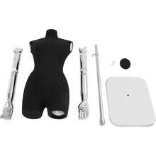 OUKANING bambola sarto, bambola esposizione bambola donna stiratura con altezza regolabile 120-210 cm, torso rimovibile annequin con tessuto di camomile per esposizione abbigliamento, argento + nero - Nero e argento - Visualizzare 7