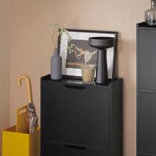 SoBuy 2 Flip-Drawers Shoe Cabinet Shoe Rack Shoe Storage Cupboard Organizer Unit Grey W50 X D19 X H90cm FSR151-HG - Black - View 9