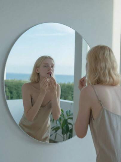 1PC DIY Acrylic Spiegel Wand Sticker Round Oval Shatterproof Waterproof Makeup Adhesive Back, Easy Stick On No Drilling Bathroom, Bedroom, Office, Indoor Outdoor view 3