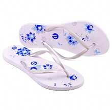 Comfortable Soft Women's Flip Flops - Blue Flower - View 3