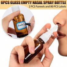 LXY 10 Pcs Nasal Spray Bottle 30ML 1oz 6 Pcs Glass Nose Spray Bottle Empty Fine Mist Sprayers Atomizers With 2 Pcs Funnels And 2 Pcs Labels LXY