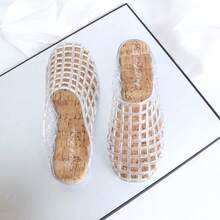 DangDing Damen Cut Out atmungsaktive Vogelnest Kristall Jelly Schuhe, Damen weiche Strand Sandalen Flache Schuhe, Plastik Slip-On geschlossene Zehe Sandalen