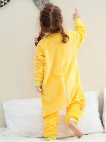 MICHLEY 1pc Baby Cartoon Animal Flannel Cute Sleeping Bag, Long Sleeve Zipper Comfortable Unisex Infant Supplies, Suitable For Living Room, Halloween, Party Wear - Multicolor - View 8