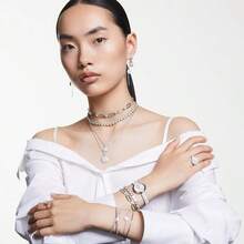 SWAROVSKI SUBLIMA Layered Minimalist Fashion Bracelet, Gift For Mother's Day, Christmas, Girlfriend, Birthday, Women - Silver - View 2