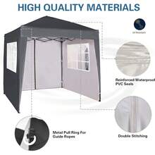 MCC Direct Pop-Up Gazebo 2m X 2m With Sides Silver Protective Layer Waterproof Marquee Canopy WS - Grey - View 6